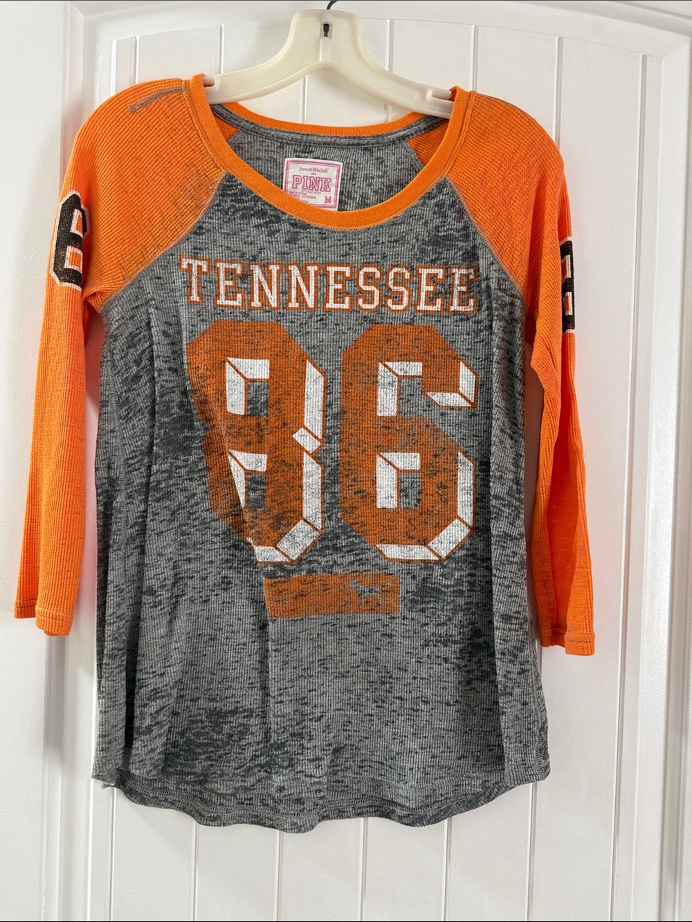 PINK Victoria's Secret Tennessee vols Gray & Orange Raglan Tee